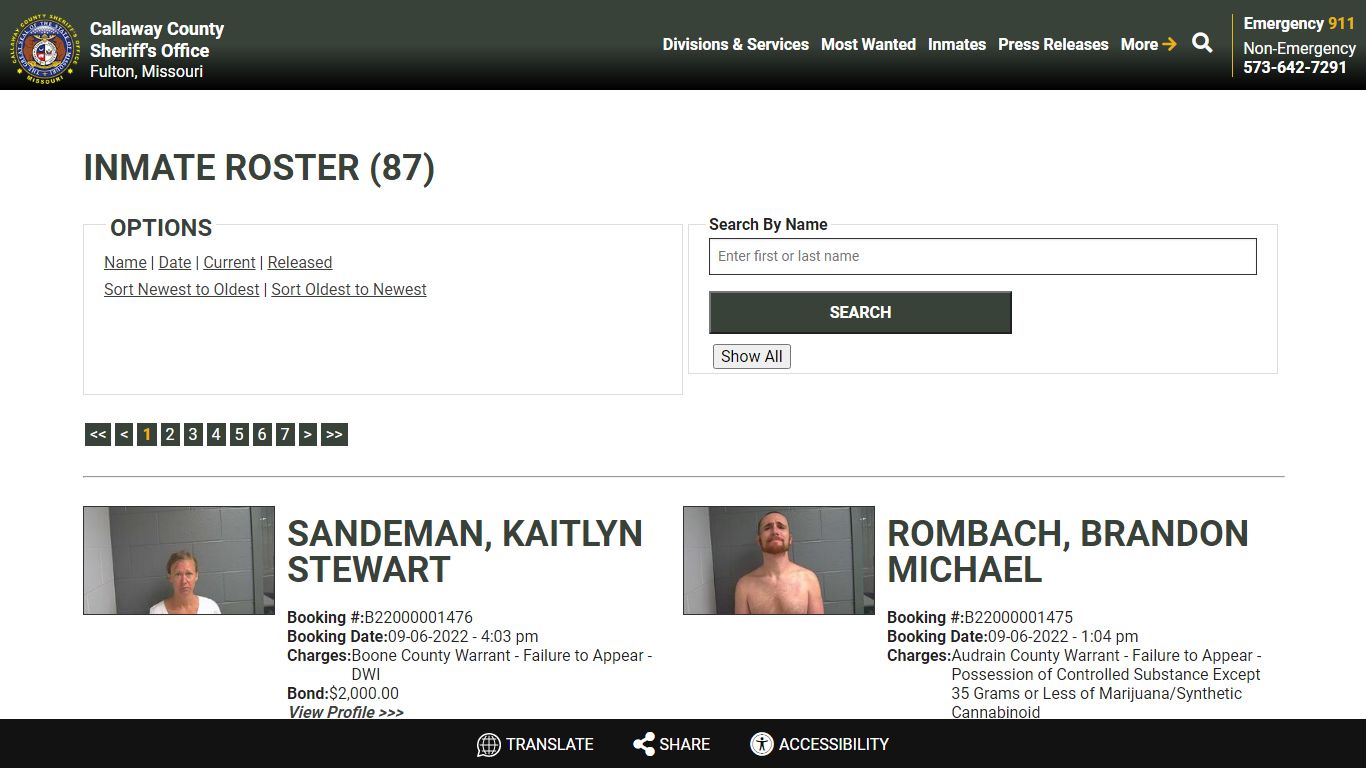 Inmate Roster - Callaway County Sheriff's Office, Missouri